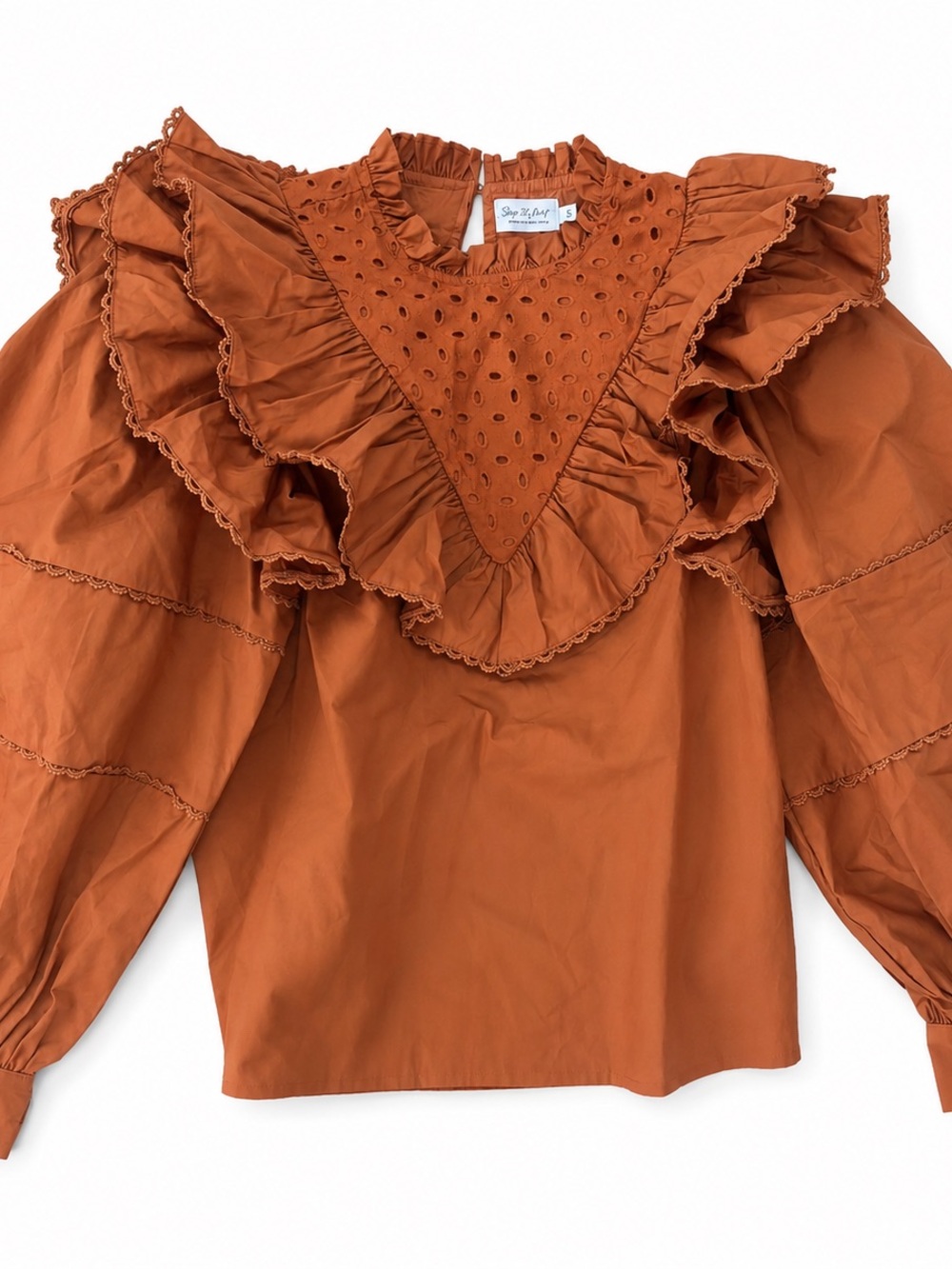 Ruffled Eyelet Blouse in Rust by Shop the mint